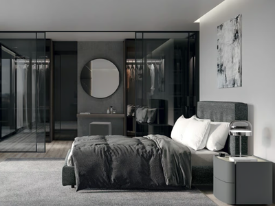 SEURAT - Fabric bed with upholstered headboard _ Febal Casa