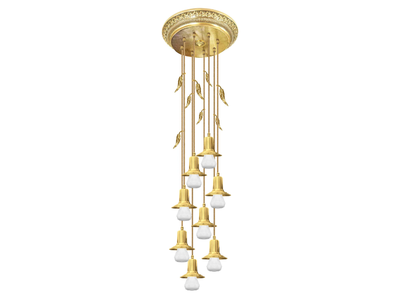 PALERMO II GLASS & EDISON - Brass pendant lamp _ FEDE