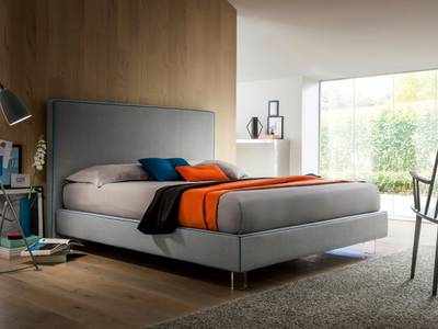 CHARLES - Fabric double bed with high headboard _ Felis
