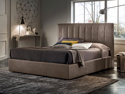 CLYDE - Fabric double bed with upholstered headboard _ Felis