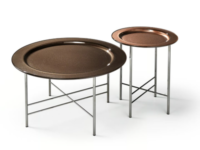 EN - Round glass coffee table with metal base _ Fiam Italia