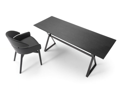HYPE - Rectangular glass writing desk with metal base _ Fiam Italia