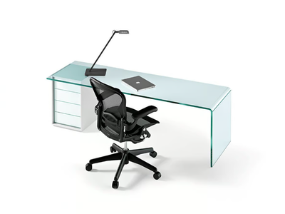 RIALTO L - Glass office desk with drawers _ Fiam Italia