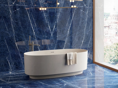DIVINE BLUE - Porcelain stoneware wall/floor tiles with marble effect _ Fiandre Architectural Surfaces