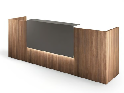 ALPHA - Melamine-faced chipboard reception desk with Built-In Lights _ FIT INTERIORS