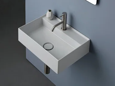 BLOCK - Wall-mounted single ceramic washbasin _ FIT INTERIORS