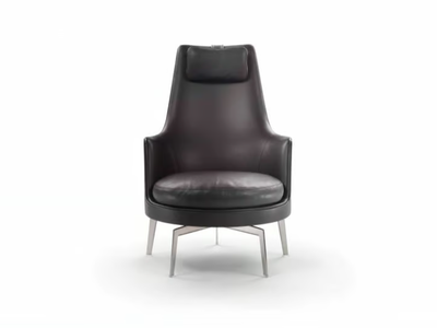 GUSCIOALTO - GUSCIOALTO SOFT - Bergere leather armchair with armrests _ Flexform