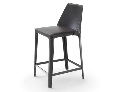 ISABEL - High tanned leather stool with back _ Flexform