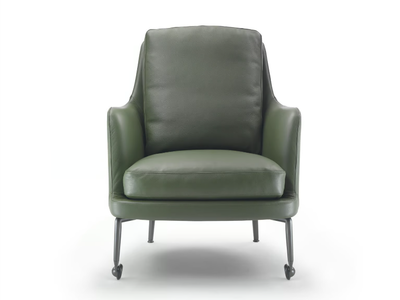 MARLEY - Leather armchair with castors _ Flexform