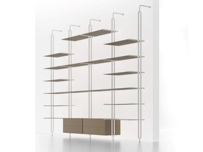 TANGRAM - Double-sided floor-ceiling mounted crystal bookcase _ F.lli Orsenigo