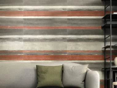 URBAN BLACK DECORO LINES MORE ACTIVE - Antibacterial porcelain stoneware wall/floor tiles with concrete effect _ FMG