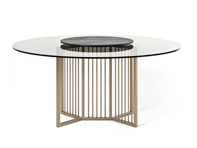 VIRGILIO - Round glass table with Lazy Susan _ formitalia luxury group