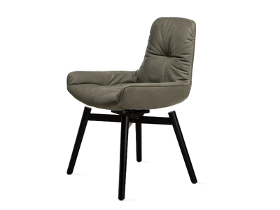 LEYA ARMCHAIR LOW - Swivel upholstered leather chair with armrests _ Freifrau