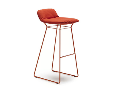 LEYA BARSTOOL LOW - High upholstered sled base stool _ Freifrau