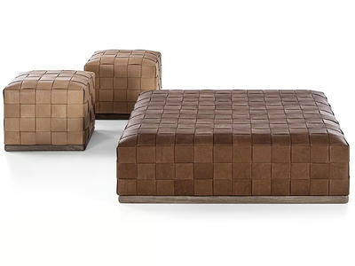 JONAS - Upholstered square leather pouf _ Frigerio
