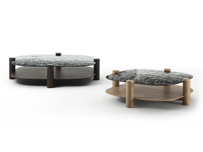 PAVOS - Low wood and glass coffee table _ Frigerio