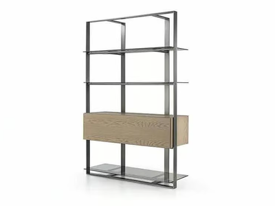 UNIQUE - Open metal bookcase with glass shelves _ Frigerio