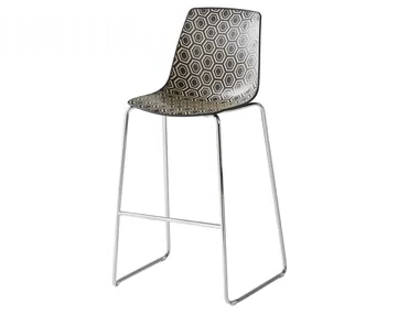 ALHAMBRA ST 66/76 - Stackable sled base stool with back _ GABER