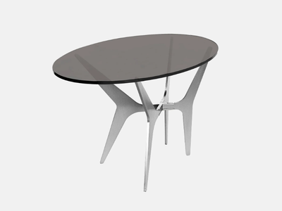 DEAN - Oval glass and steel high side table _ GABRIEL SCOTT
