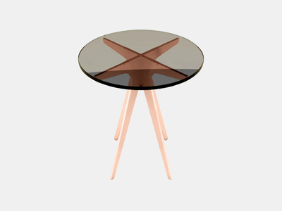 DEAN - Round glass and steel high side table _ GABRIEL SCOTT