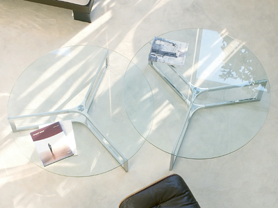 RAJ 1 - Low round Glass and Stainless Steel coffee table _ Gallotti&Radice