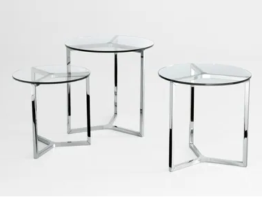 RAJ 2 - Low round Glass and Stainless Steel coffee table _ Gallotti&Radice