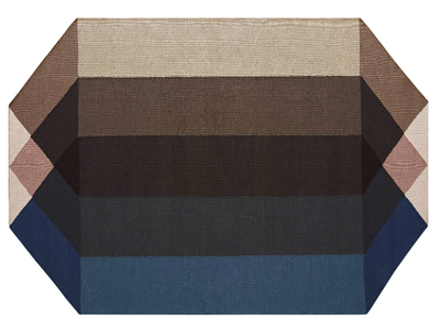 DIAMOND BLUE-BROWN - Recycled PET rug with geometric shapes _ GAN