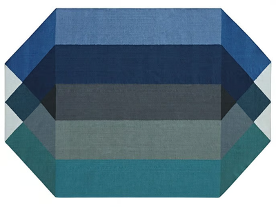 DIAMOND BLUE-GREEN - Recycled PET rug with geometric shapes _ GAN