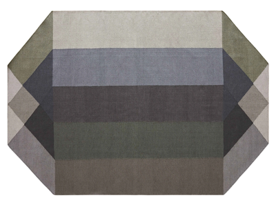 DIAMOND GREEN-GREY - Recycled PET rug with geometric shapes _ GAN