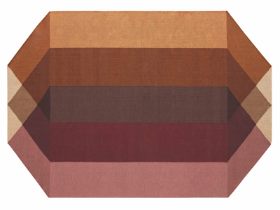 DIAMOND ORANGE-WINE - Recycled PET rug with geometric shapes _ GAN