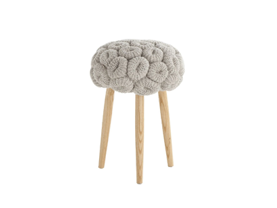 GREY KNITTED STOOL - Upholstered wool stool _ GAN