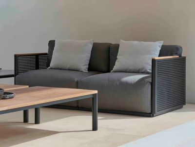 BOSC - Fabric and thermo lacquered aluminium garden sofa _ GANDIABLASCO