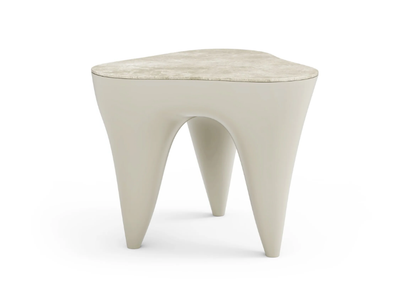 IVORY - Fiberglass coffee table with Fior di Bosco marble top _ GANSK