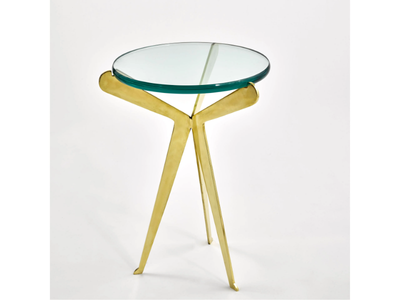 FIORE - Round brass coffee table and glass top _ GASPARE ASARO