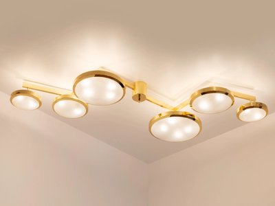 GEOMETRIA SOSPESA - Brass and Murano glass ceiling lamp _ GASPARE ASARO