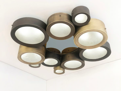 HELIOS 44 - Metal and Murano glass ceiling lamp _ GASPARE ASARO