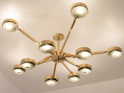OCULUS - CARVED GLASS - Metal ceiling lamp _ GASPARE ASARO