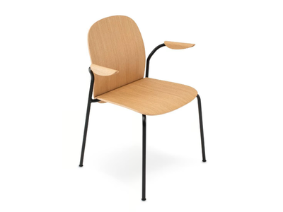 BOOK - Stackable oak chair with armrests _ GAZZDA