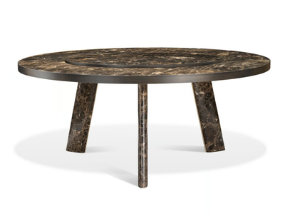 NATIVE - Round Dark Emperador marble table with Lazy Susan _ GHIDINI1961