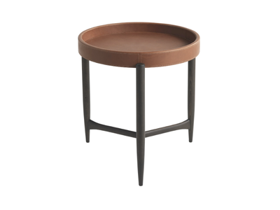 CHAMBERS - Round tanned leather coffee table _ Gianfranco Ferré Home