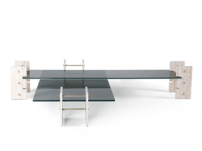 FITZROY - Travertine and glass coffee table _ Gianfranco Ferré Home