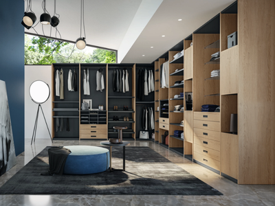 CA07 - Corner sectional wooden walk-in wardrobe _ Giessegi