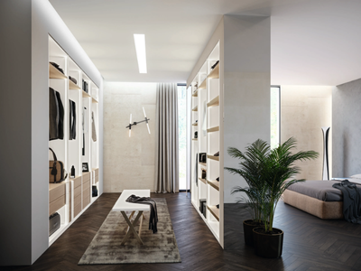 CA09 - Sectional wooden walk-in wardrobe with integrated lighting _ Giessegi