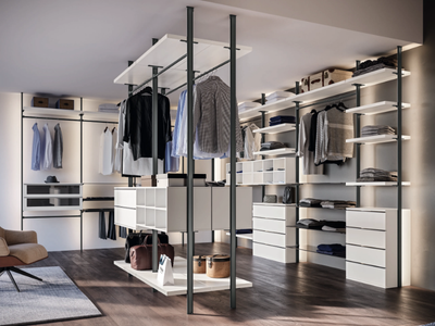 CA10 - Sectional wooden walk-in wardrobe with integrated lighting _ Giessegi