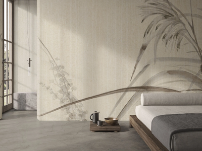 KOKORO - Ecological linen wallpaper with floral pattern _ GLAMORA