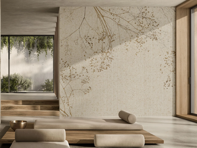 TEMPS PERDU - Ecological linen wallpaper with floral pattern _ GLAMORA