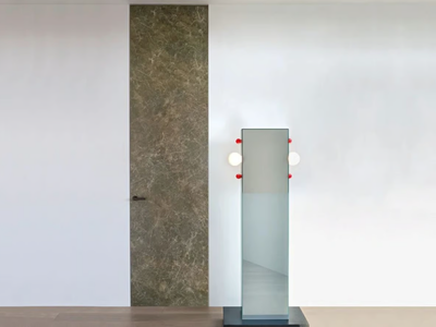 ALADIN DUO SWING PLAIN - Hinged flush-fitting porcelain stoneware door _ Glas Italia