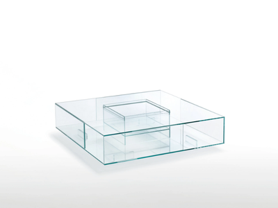 SEASONS - Low square crystal coffee table _ Glas Italia