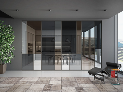 SHERAZADE PATCHWORK SPIN - Pivot glass and aluminium door _ Glas Italia