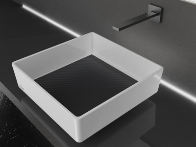CARBON TECH - Countertop square washbasin _ Glass Design